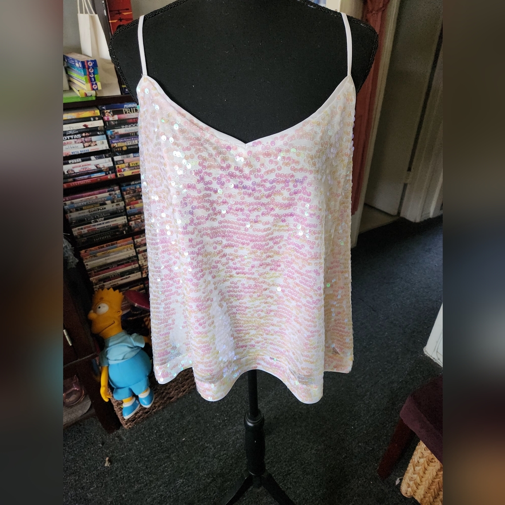 Sequin White and Pink Women's Top